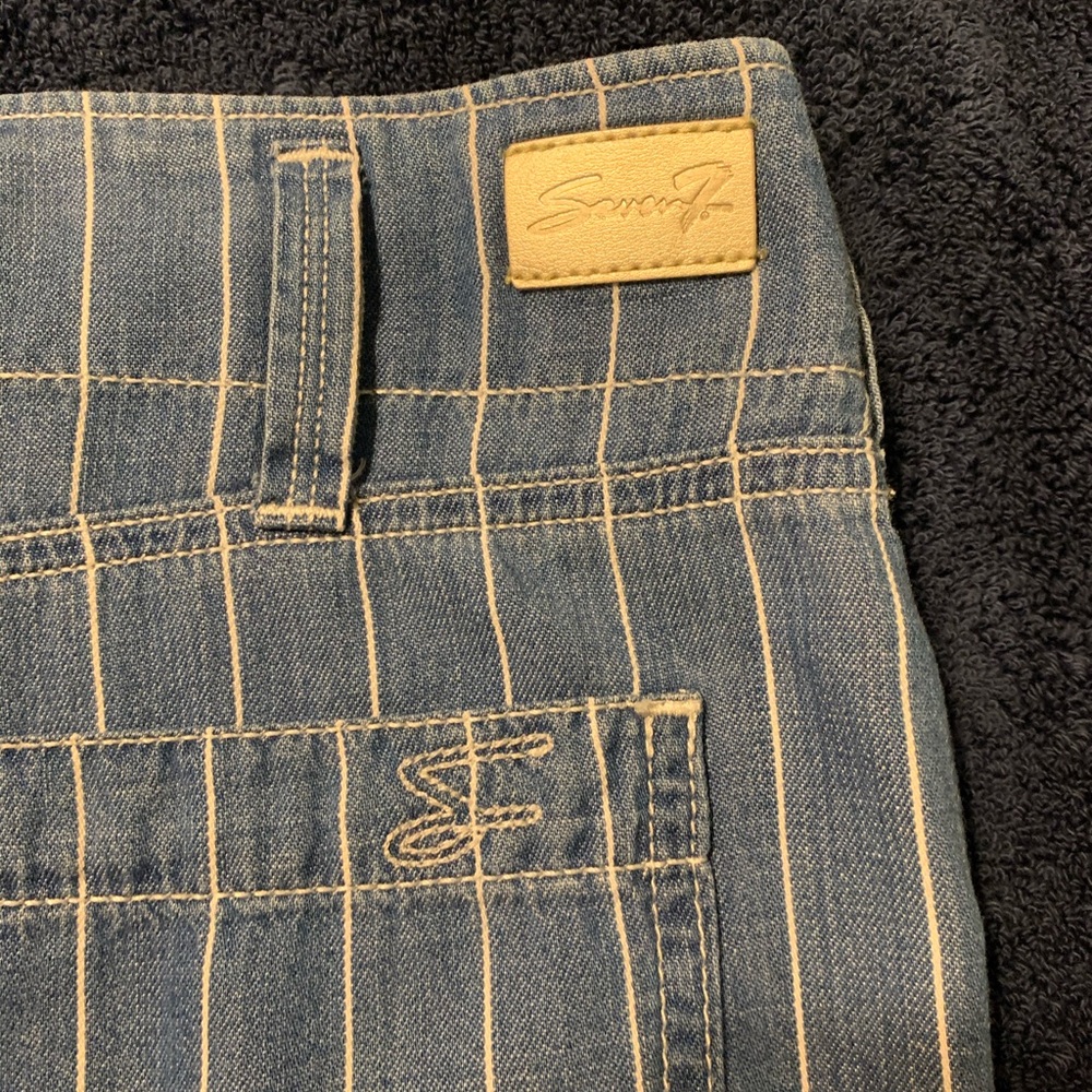 Seven7 pinstripe wide leg ankle pants